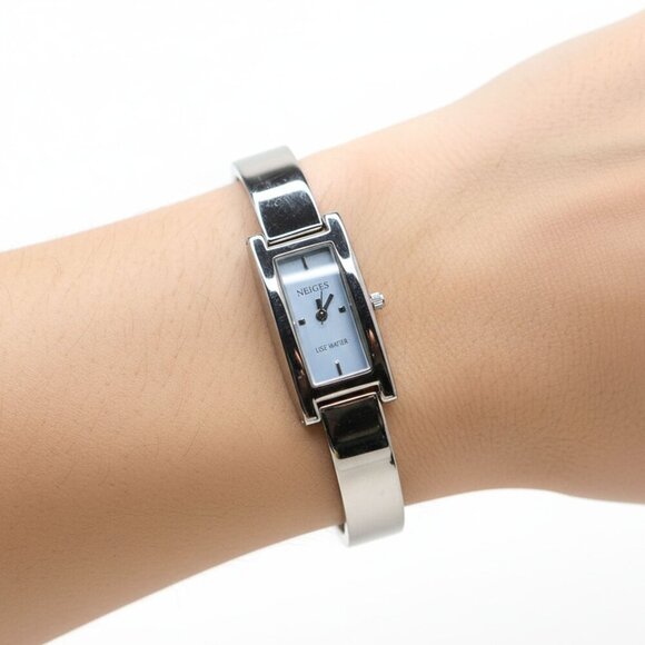 Lise Watier Accessories - Lise Watier Neiges Delicate Silver Tone Rectangular Watch Dress Swiss Movt